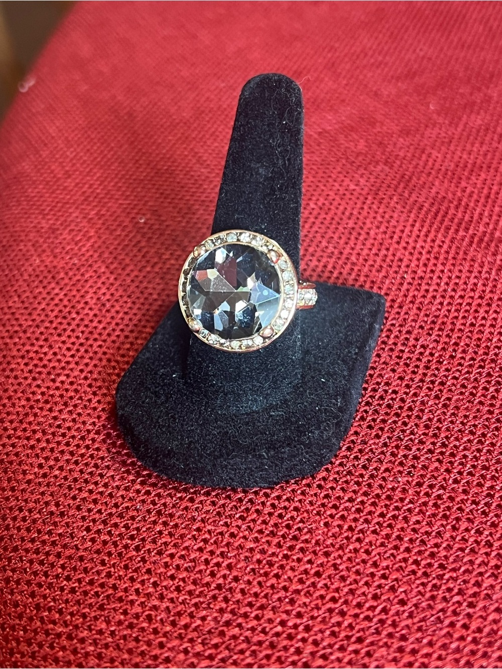 Smokey Crystal Halo Cocktail Ring. Size 7.